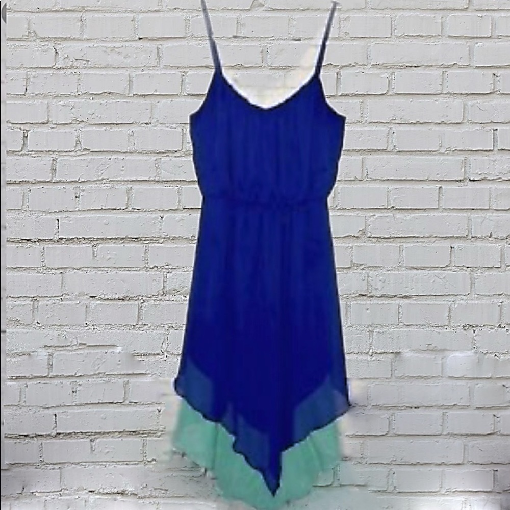 Love Reign Royal Blue Turquoise Green Midi Strapless Dress Large Size (preowned)